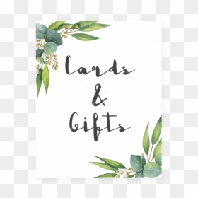Cards & Gifts Table Sign Printable By Littlesizzle - Printable Gift Table Sign, HD Png Download - watercolor greenery png