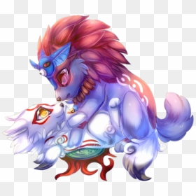 =okami= Chibi Oki X Amaterasu - Okami Oki X Ammy, HD Png Download - amaterasu png