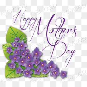 Happy Mother’s Day With Purple Violets - Happy Mothers Day With Violets, HD Png Download - happy mother day png