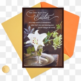White Lily Flower In A Vase Religious Easter Card - Jasmine, HD Png Download - white flower vase png