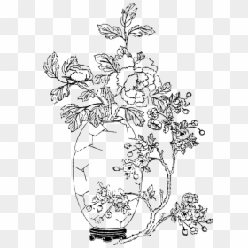 Flower Vase Drawing - Flowers In Vase Drawing, HD Png Download - white flower vase png