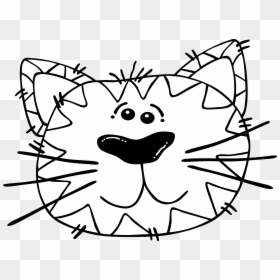 Cute Tiger Face Clipart Black And White, HD Png Download - cat face png