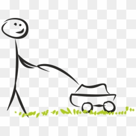 Stick Figure Mowing Lawn, HD Png Download - lawn mower png