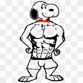 Muscle Man Line Art Vector Png Jpg Black And White - Snoopy Poses Bradsnoopy97, Transparent Png - buff arms png