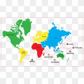 Global Reach - World Flat Map Vector, HD Png Download - indonesia map png