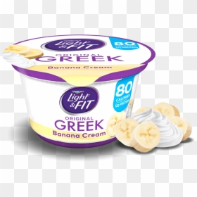 Banana Cream Greek Yogurt - Dannon Light And Fit Greek Yogurt, HD Png Download - greek yogurt png