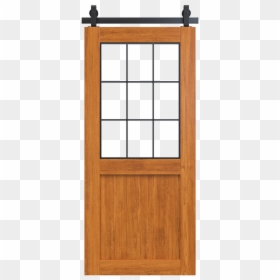 Stained Wood Frame Barn Door With Glass Window - Door, HD Png Download - barn door png