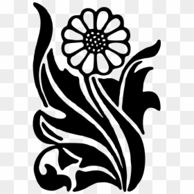 Flower - Stencil Art Bunga, HD Png Download - flowers design black and white png