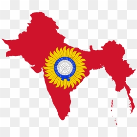 British Raj In Subcontinent, HD Png Download - india map flag png