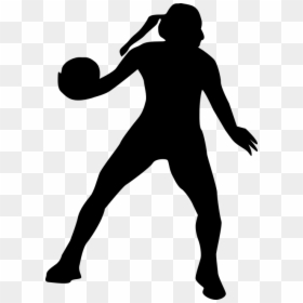 Handball, Volleyball, Sport, Game, Play, Girl, Woman - Netball Silhouette, HD Png Download - volleyball ball png
