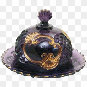 Croesus Amethyst With Gold Trim By Riverside Round - Tureen, HD Png Download - gold round png