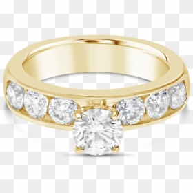 Propose Tonight 14k Yellow Gold Round Cut Diamond Pave - Engagement Ring, HD Png Download - gold round png
