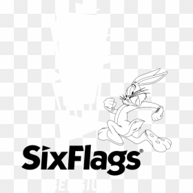 Six Flags Belgium Logo Black And White - Illustration, HD Png Download - six png