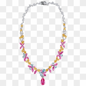 Georgette Floral Pink Pendant Necklace - Pink Necklace Png, Transparent Png - jewellers necklaces png