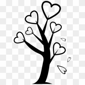Tree With Hearts - Nature Lover Black And White, HD Png Download - flying hearts png