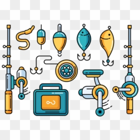Fishing Tackle Icons Vector - Icones Pescaria Png, Transparent Png - fishing icon png