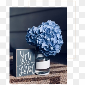 Blue Flowers Glass Vase, HD Png Download - dia de la madre png