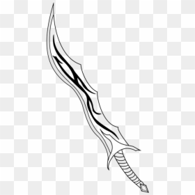 Line Art,plant,leaf - Cool Sword Drawings, HD Png Download - fantasy sword png