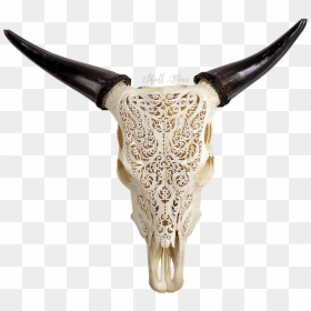 Animal Skulls With Designs, HD Png Download - longhorn skull png