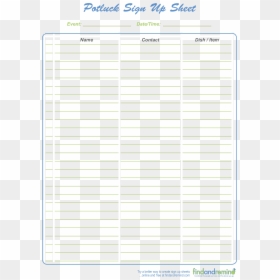 Office Potluck Signup Sheet Main Image - Sample Rate, HD Png Download - signup png