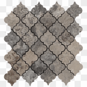 Silver Travertine Mosaic Tile Arabesque - Tile, HD Png Download - tile.png