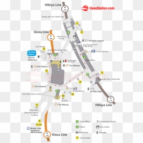 Ueno Subway Station Map - Map, HD Png Download - map lines png
