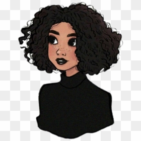 Clip Art Drawing Of Black Girls - Curly Hair Girl Drawing, HD Png Download - black girls png