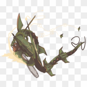 Battle Damage Mega Rayquaza  217th $5 Commission Want - Mega Rayquaza With A Chainsaw, HD Png Download - mega rayquaza png