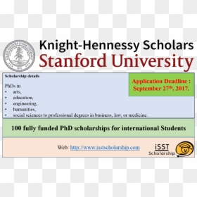 100 Fully Funded Phd Scholarships For International - Stanford University, HD Png Download - scholarships png