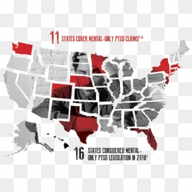 Us Map With States Separated, HD Png Download - ptsd png