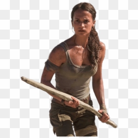 Lara Croft Holding A Wooden Stick - Lara Croft Alicia Vikander Sexy, HD Png Download - wooden sword png