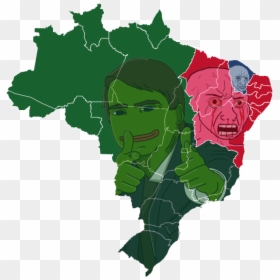 Right-wing Candidate Jair Bolsonaro Wins First Round - Brazil Map, HD Png Download - brazil map png