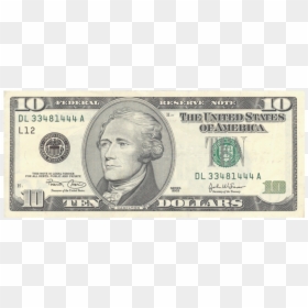 Alexander Hamilton Face On The 10 Dollar Bill, HD Png Download - dollar bill png