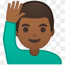 Hand Raised Emoji Man, HD Png Download - hand emoji png