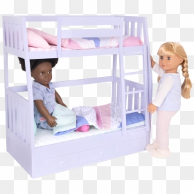 Gloria And Jovie Dolls In Bed - Our Generation Bunk Bed, HD Png Download - bunk bed png