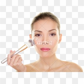 Transparent Put On Makeup Clipart - Brush Makeup Face Girl, HD Png Download - asian woman png