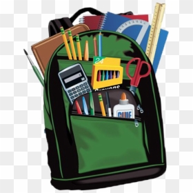Bookbag With School Supplies, HD Png Download - school supplies background png