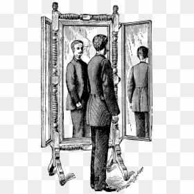 Mirror Clipart Person - Person Looking In Mirror Drawing, HD Png Download - standing mirror png