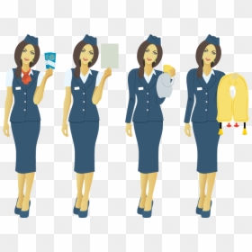 Cabin Crew Safety Cartoon, HD Png Download - flight attendant png