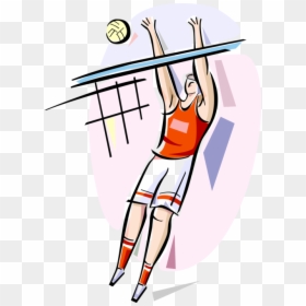 Vector Illustration Of Sport Of Beach Volleyball Player - Cartoon Spike Transparent Background Volleyball, HD Png Download - beach ball vector png