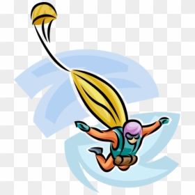 Vector Illustration Of Skydiver Jumps From Plane In - Cartoon Opening Parachute, HD Png Download - skydiver png