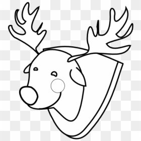 Rudolph Reindeer Raindeer Black White Line 555px - Cartoon, HD Png Download - raindeer png
