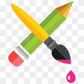 Pencil Collection Of Free Clipart Paintbrush Barbed - Crayon Et Pinceau Dessin, HD Png Download - paintbrush icon png
