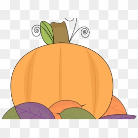 Autumn Leaves Clipart Pumpkin - Pumpkin, HD Png Download - fall leaves clip art png