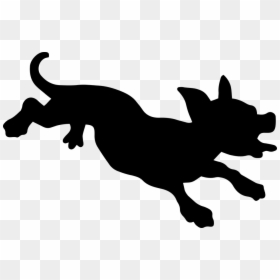 Silhouette Running Cartoon Dog, HD Png Download - black shape png