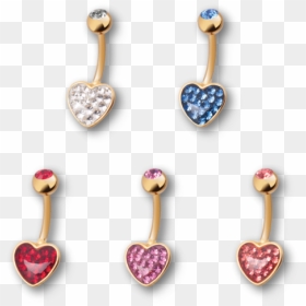 Pvd Gold Steel Crystal Heart Banana - Earrings, HD Png Download - crystal heart png