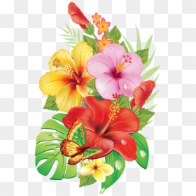 Tropical Flowers Drawings, HD Png Download - tropical png