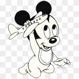 Free Disney Baby Mickey Mouse Picture Floral White - Baby Mickey Mouse Black And White, HD Png Download - mickey mouse head png