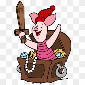 Piglet In Treasure Chest - Pirate With Chest Png, Transparent Png - pirate treasure png