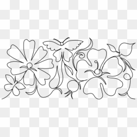 Butterfly And Rose - Line Art, HD Png Download - rose pattern png